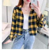 Vintage Plaid Colors Casual Tops